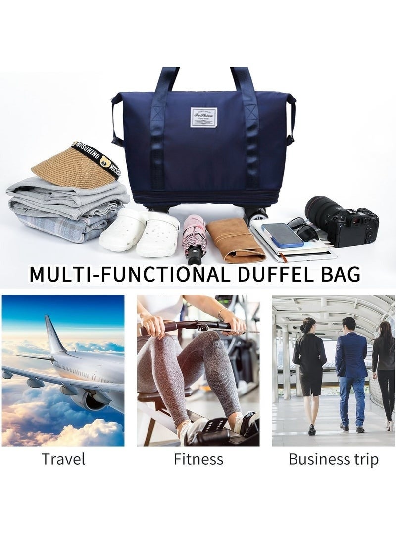 هونغ فو شنطة دفل بعجلات قابلة للطي والتوسيع للسفر – شنطة صغيرة للطي على المقعد السفلي، حقيبة سفر بعجلات للرحلات القصيرة وعطلات نهاية الأسبوع، قابلة للتوسيع من 18 لتر إلى 40 لتر، متعددة الاستخدام للسفر، الرياضة، التخييم، التسوق، خفيفة وعملية وسهلة الحمل، مزودة بعجلات دوارة 360° قابلة للإزالة، مصنوعة من خامات مقاومة للماء، مثالية للاستخدام المنزلي والاحترافي - Image 4